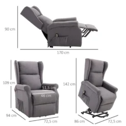 Fauteuil De Relaxation électrique Fauteuil Releveur Inclinable Avec Repose-pied Ajustable Lin Gris Chiné -Promos Fauteora Magasin fauteuil 9485265