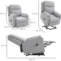 Fauteuil De Relaxation électrique - Fauteuil Releveur Inclinable Avec Repose-pied Ajustable Et Télécommande - Tissu Aspect Lin Gris Clair -Promos Fauteora Magasin fauteuil 9485381
