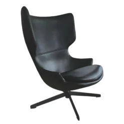 TORINI - Fauteuil Rotatif Aspect Cuir Noir