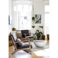 VINCENT - Fauteuil Scandinave Marron Aspect Cuir Vintage -Promos Fauteora Magasin fauteuil 9486911