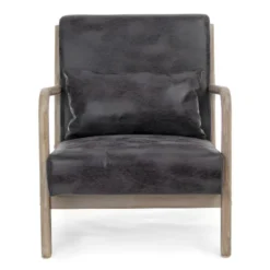 VINCENT - Fauteuil Scandinave Marron Aspect Cuir Vintage -Promos Fauteora Magasin fauteuil 9486915