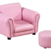 Ensemble Fauteuil Et Pouf Enfant Style Contemporain Structure Bois Revêtement Synthétique PVC Rose -Promos Fauteora Magasin fauteuil 9487201