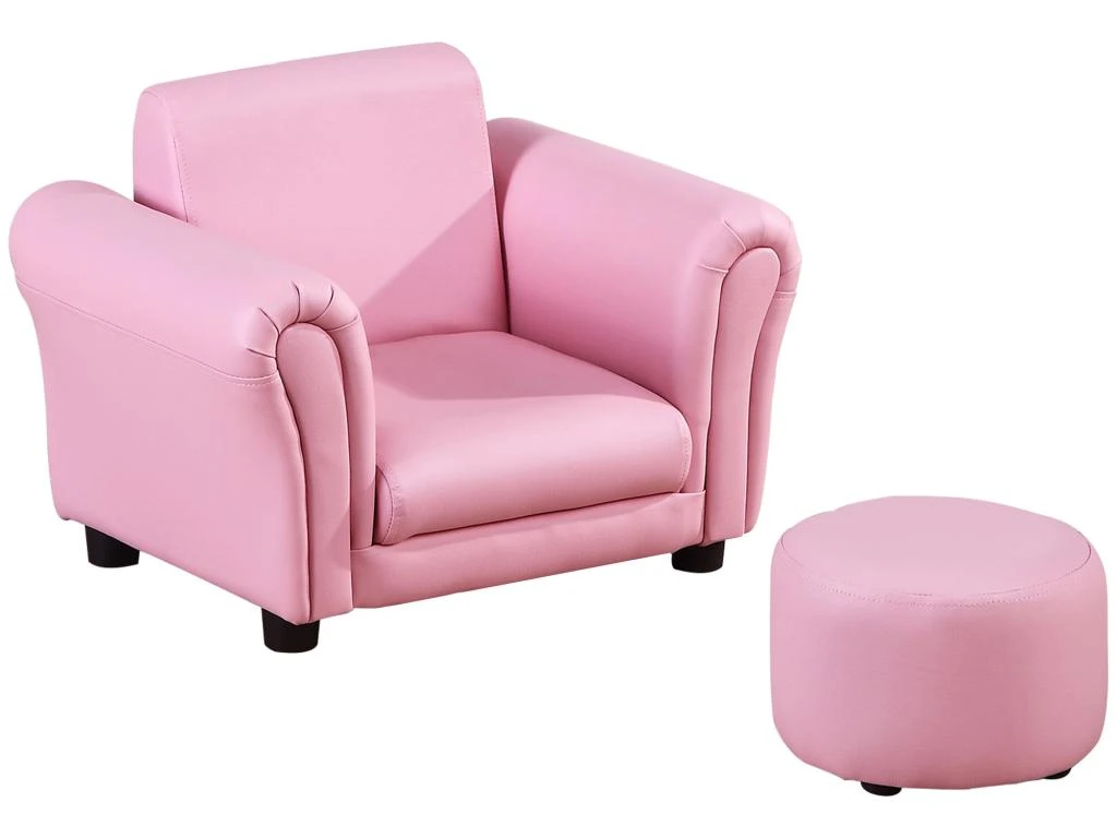 Ensemble Fauteuil Et Pouf Enfant Style Contemporain Structure Bois Revêtement Synthétique PVC Rose 3 Ensemble Fauteuil Et Pouf Enfant Style Contemporain Structure Bois Revêtement Synthétique PVC Rose