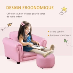 Ensemble Fauteuil Et Pouf Enfant Style Contemporain Structure Bois Revêtement Synthétique PVC Rose 11 Ensemble Fauteuil Et Pouf Enfant Style Contemporain Structure Bois Revêtement Synthétique PVC Rose -Promos Fauteora Magasin fauteuil 9487209