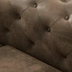 Fauteuil Chesterfield En Microfibre Aspect Cuir Vieilli EDWINA -Promos Fauteora Magasin fauteuil 9758973