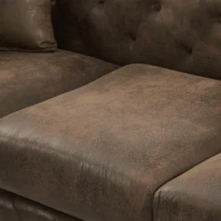 Fauteuil Chesterfield En Microfibre Aspect Cuir Vieilli EDWINA -Promos Fauteora Magasin fauteuil 9758991