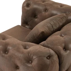 Fauteuil Chesterfield En Microfibre Aspect Cuir Vieilli EDWINA -Promos Fauteora Magasin fauteuil 9759055