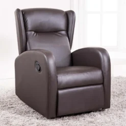 Fauteuil Relax En Simili-cuir Coloris Marron Chocolat - Largeur 70 X Profondeur 77 Cm