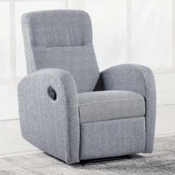 Fauteuil Relax En Tissu Coloris Gris Perle - Largeur 70 X Profondeur 77 Cm