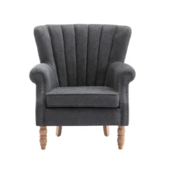Fauteuil En Tissu Anthracite Finition Cloutée BATOUMI -Promos Fauteora Magasin fauteuil 9927573