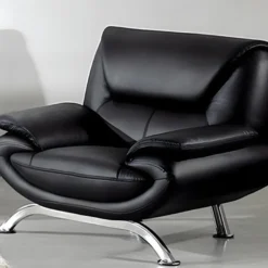 Fauteuil 1 Place En Cuir Italien JONAH, Noir