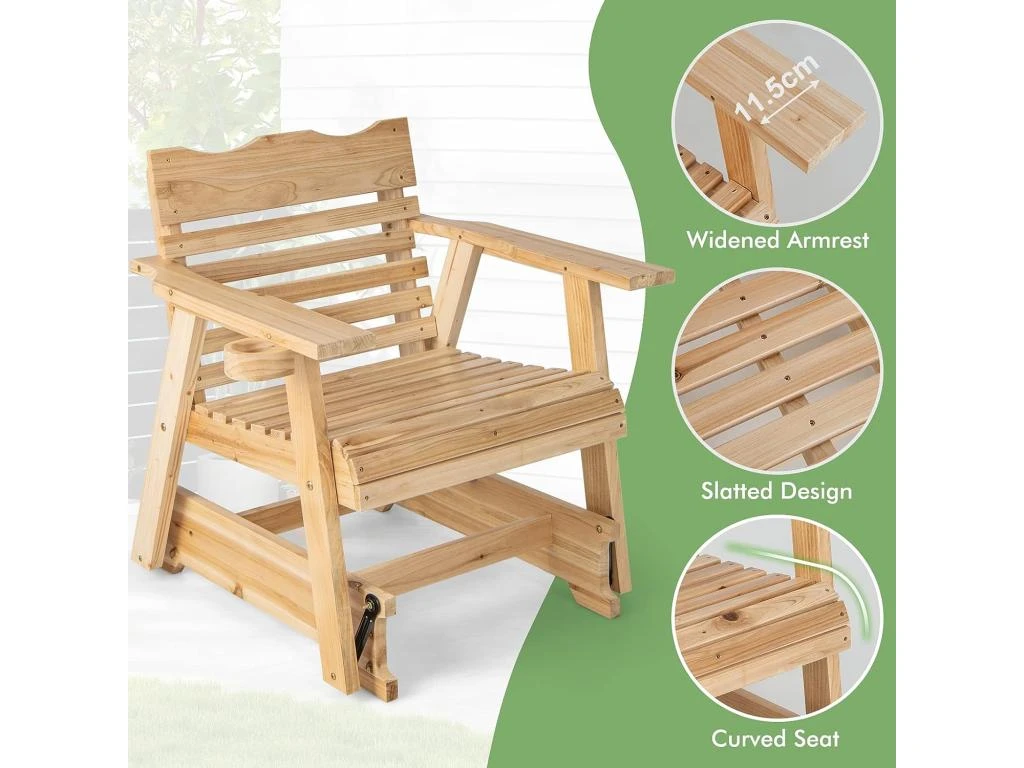 Fauteuil à Bascule De Jardin En Bois De Sapin, 80x81x87cm 4 Fauteuil à Bascule De Jardin En Bois De Sapin, 80x81x87cm – Image 2