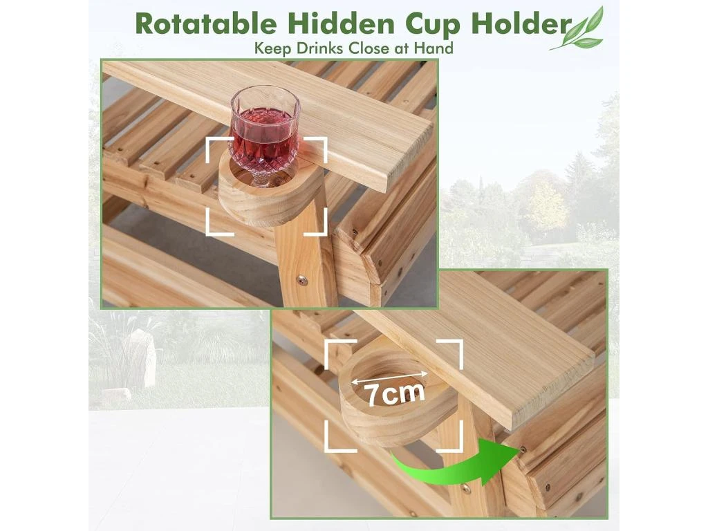 Fauteuil à Bascule De Jardin En Bois De Sapin, 80x81x87cm 6 Fauteuil à Bascule De Jardin En Bois De Sapin, 80x81x87cm – Image 4