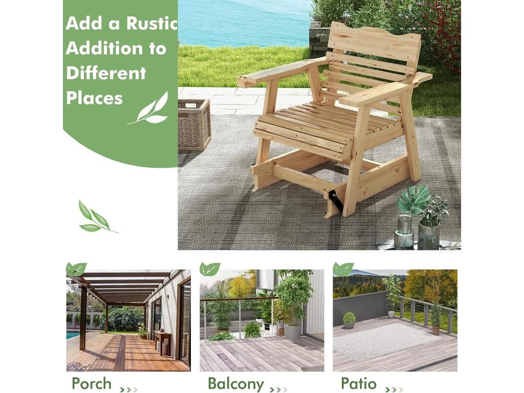 Fauteuil à Bascule De Jardin En Bois De Sapin, 80x81x87cm 7 Fauteuil à Bascule De Jardin En Bois De Sapin, 80x81x87cm – Image 5